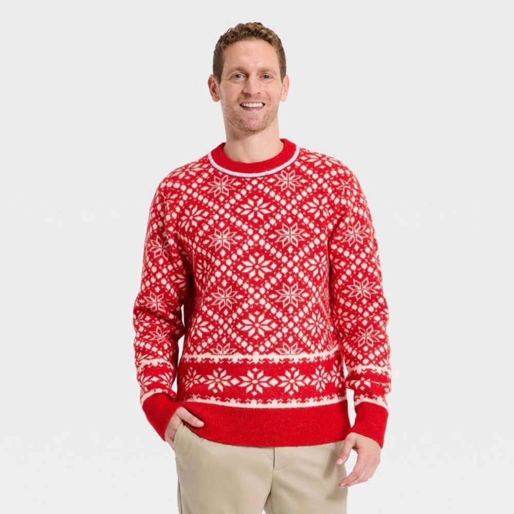 Open Box - Goodfellow & Co - Men's Fair Isle Sweater - Goodfellow & Co Red L Red